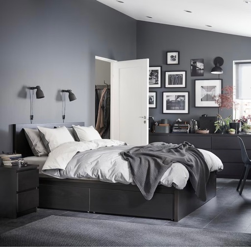 美品)IKEA MALM クイーンサイズベッドフレーム+すのこ+収納2個 美品)IKEA MALM クイーンサイズベッドフレーム+すのこ+収納2個