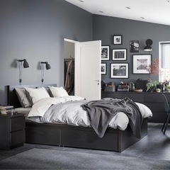 （美品）IKEA MALM クイーンサイズベッド　フレーム+すの...