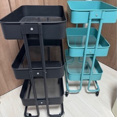 ★【美品】収納に便利キャスター付きメッシュワゴン3段2個セット‼️