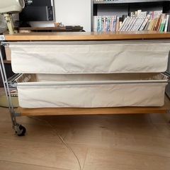 無印良品　キャスター付き　帆布×スチール2段チェスト