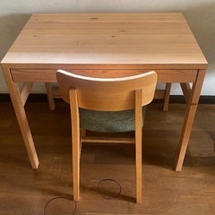 無印良品 パイン材 引き出し デスクテーブル 学習机 チェア