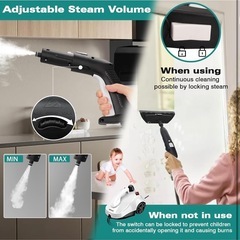 スチームクリーナー、1.5L水タンク容量スチーム洗浄機連続スチームロック付きの画像