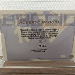 【超希少】ロベルト・バッジョ 着用 ジャージカード 【250枚限定】の画像