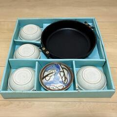 未使用品　鉄鍋　九燿　すき焼き鍋　取り皿5点セット