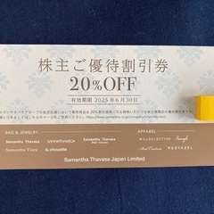 株主優待券　サマンサタバサグループ　20%OFF