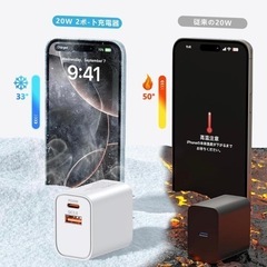 充電器 type-c PD 20W 2ポート タイプc 充電器 【PSE認証2個セット】基準適合/USB PD対応/20W急速充電器の画像