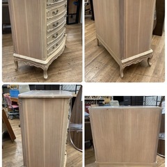 ジモティー限定価格！S353 ⭐ 輸入家具 アンティークチェスト 5段 猫足 幅91cm USED の画像