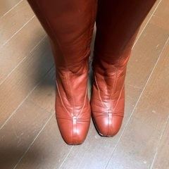 本革ロングブーツ(イタリア製) ブラウンの画像