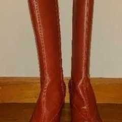 本革ロングブーツ(イタリア製) ブラウンの画像