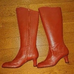 本革ロングブーツ(イタリア製) ブラウンの画像