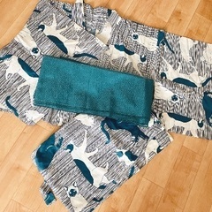 猫柄浴衣＆へこ帯
