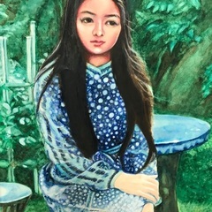 人物画　絵画　水彩画　ポートレート　インテリアアートの画像