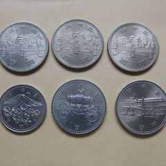 御在位50年100円硬貨  御在位10年記念　 500円白銅貨   御即位記念500円硬貨   内閣制度百年500円硬貨の画像