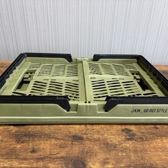 【※近日中に処分予定】JKM 折りたためる取っ手付きコンテナ L カーキの画像