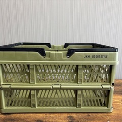 【※近日中に処分予定】JKM 折りたためる取っ手付きコンテナ L カーキの画像