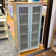 【リサイクルサービス八光】幅59㎝　朝日工業　ガラス扉キャビネット