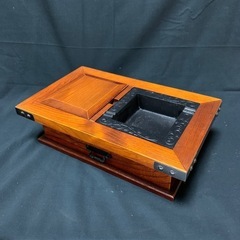 [6/14まで]火鉢灰皿 高級灰皿 けやき 中古品　アンティーク　灰皿　小物入れ付の画像