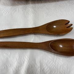 【美品未使用】木製サラダボウル＆トングセット 天然木 カフェ風食器の画像