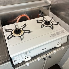 【プロパンガス用】グリルなしガスコンロ　2口　ホワイト　リンナイ