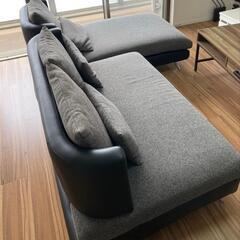 ★北九州、福岡市周辺配送可  ニトリ　ポーション　カウチソファ  3人掛け  ファブリック  💳自社配送時🌟代引き可💳※現金、クレジット、スマホ決済対応※   【配達は要決済前問い合わせ】の画像