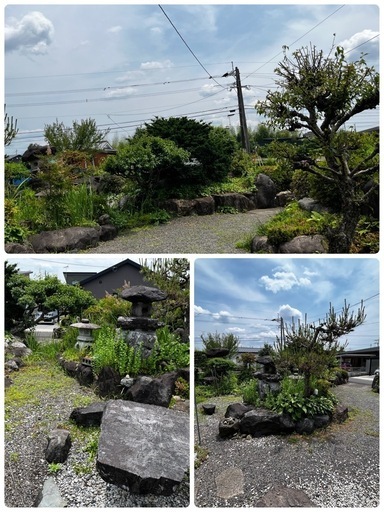 庭石　テーブル　椅子　日本庭園　ガーデニング
