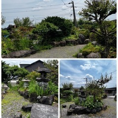 庭石　テーブル　椅子　日本庭園　ガーデニングの画像