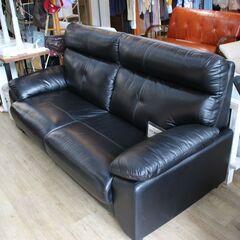 【川崎市宮前区リサイクルオフ】お買得品♪　レザー調ブラック　2Pソファ