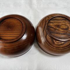 【新品美品未使用】天然木製のお椀2個セットの画像