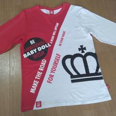 中古　前切替ロンＴ　M　白×赤　ベビードールBABYDOLLベビド