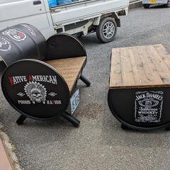 ドラム缶チェア＋テーブルセットの画像