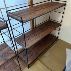 リビングシェルフ　木製の棚　アイアン&ウッド　アイアンシェルフ　②