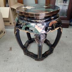 中国家具 椅子 黒檀 黒 鳥 植物柄 高さ48cm 幅37cm アンティーク 中国 中華 レトロ家具の画像