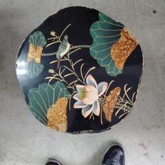 中国家具 椅子 黒檀 黒 鳥 植物柄 高さ48cm 幅37cm アンティーク 中国 中華 レトロ家具の画像