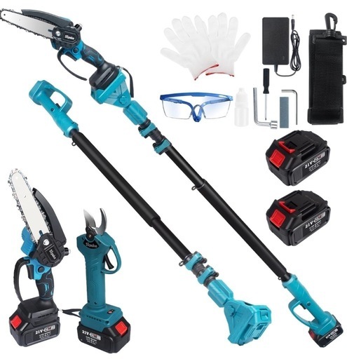 新品☆ 高枝切り電動チェーンソー 高枝セット 一台4役 高枝切りバサミ 着脱式伸縮延長ポール 最長2.5m 充電式 ハンディー