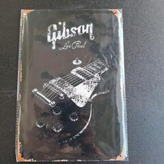 ⏹️Gibsonギブソン新品/未使用のブリキ看板30㌢×20㌢