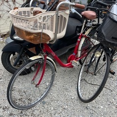 2台セット　ママチャリ　子ども乗せ　自転車　ジャンク　の画像