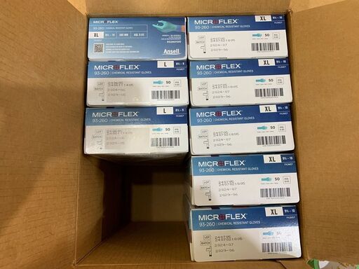 IK41 使い捨て手袋 XL 800PC：Ｌ 100PC まとめ　Ansell　耐薬品性 薄手　50PC/小箱