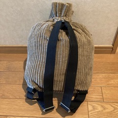 かわいい　巾着リュック　コーデュロイ　サイドジッパー付きの画像