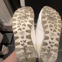 【6/7廃棄】ZARA レザースニーカー 白 EU37の画像