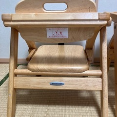 （二脚）yamatoya　大和屋 アーチ木製ローチェアNベビーチェア ナチュラル　折りたたみの画像