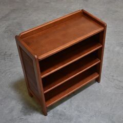 ≪zyt2205ジ≫ ヴィンテージ家具 スリッパラック/小型収納棚 オールドカリモク？/ルーバー風デザイン/直線基調/レトロ家具/中古家具/宮城県仙台市 70525-07の画像