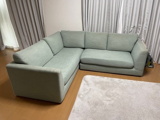 ニトリ　ソファ　L字　大型　ブルー