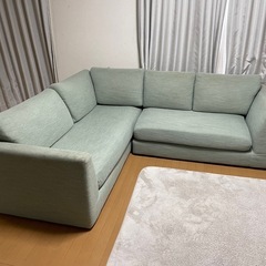 ニトリ　ソファ　L字　大型　ブルー