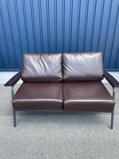 2人がけソファ　コンパクト　ブラウン　茶