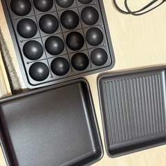 【２つセット】ミニホットプレート 3WAY 平・波型・たこ焼き 一人用　二人用、山善グリル鍋の画像