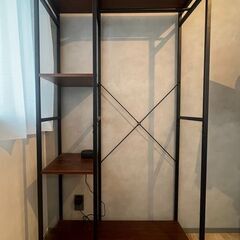 【おしゃれ！】棚付きハンガーラック 幅90cm キャスター付きの画像