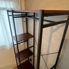 【おしゃれ！】棚付きハンガーラック 幅90cm キャスター付きの画像