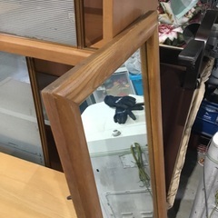 無料【中古】壁掛け姿鏡（木製フレームミラー）お譲りします！の画像