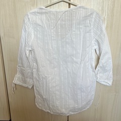 H&M ホワイト ストライプ Vネック チュニックの画像