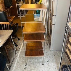 《売約済》【武蔵小山店】 無印 無印良品 ユニットシェルフ ステンレス ウォールナット シェルフ 棚 オープンラック 収納棚 スチールラック ディスプレイ棚 シンプル モダン おしゃれ 北欧　の画像